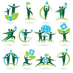 Water collection ecology icons and elements