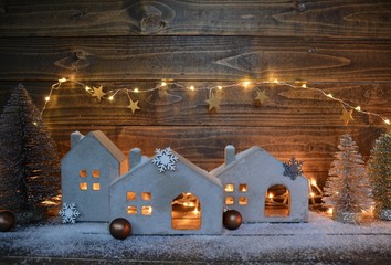 Weihnachtlicher Hintergrund - kleine Häuser