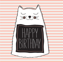 happy birthday card with cute cat