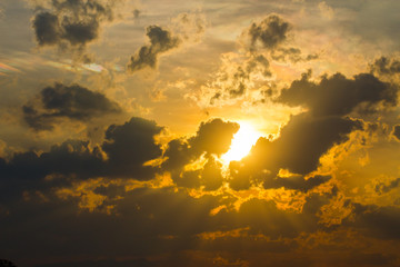 colorful dramatic sky with cloud at sunset