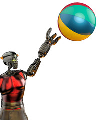 Naklejka premium worker robot playing with a ball 6