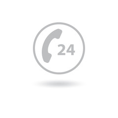 Phone icon 24 hours support vector isolated on white background. Telephone symbol for your design, logo, application, UI.