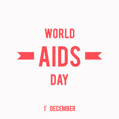 World Aids Day concept with ribbons and stylish text on white and red background