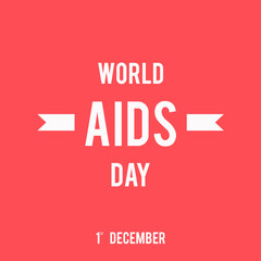 World Aids Day concept with ribbons and stylish text on white and red background