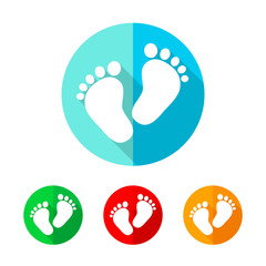 Set of colored footprint icons. Vector illustration.