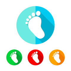 Set of colored footprint icons. Vector illustration.