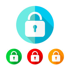Set of colored padlock icons. Vector illustration.