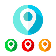 Set of colored map marker icons. Vector illustration.