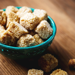 Brown sugar close-up in a bowl