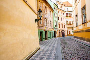 Street view with colorful buildings in the old town of Prague