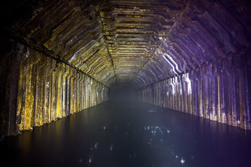 Flooded dirty abandoned mine, Abkhazia, Georgia