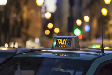 Taxi car, Lisbon - selective focus