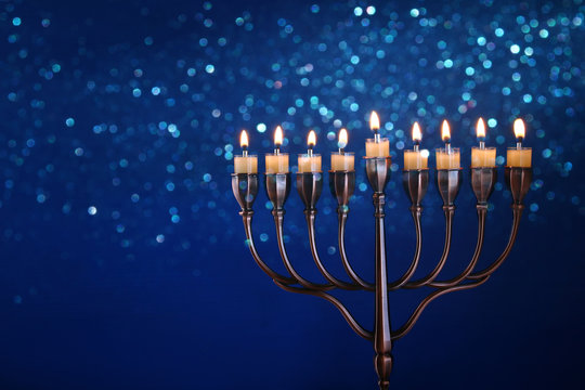 Low key Image of jewish holiday Hanukkah