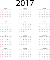 Calendario 2017 Inglese festività Italia