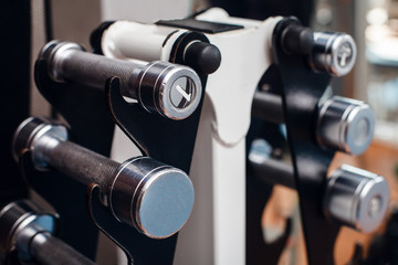 Dumb bells on the stand