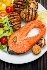 Crispy roasted salmon steak