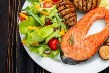 Crispy roasted salmon steak