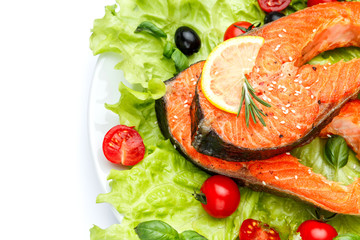 Crispy roasted salmon steak