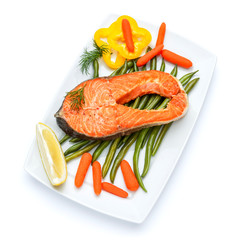 Crispy roasted salmon steak