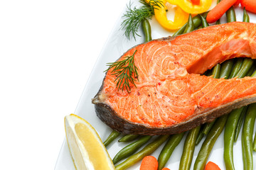 Crispy roasted salmon steak