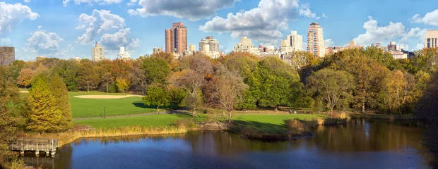 Poster Central Park panorama with Manhattan skyline over Turtle Pond, New York © Oleksandr Dibrova