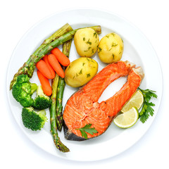 Crispy roasted salmon steak