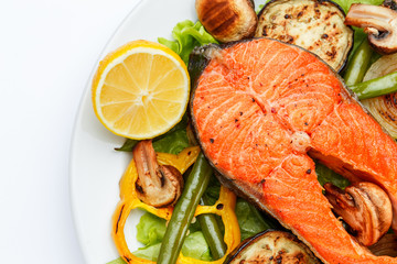 Crispy roasted salmon steak