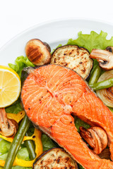 Crispy roasted salmon steak