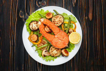 Crispy roasted salmon steak