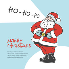 Vintage laughing santa claus isolated on white background. Retro illlustration for christmas card or sticker