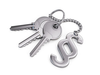 Keys with paragraph symbol isolated on white. 3d render