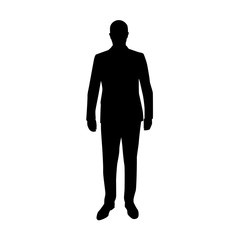 Businessman vector silhouette. Man in suit standing