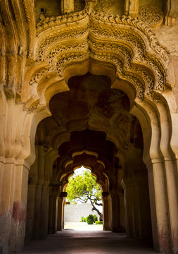 arch in Lotus Mahal in Hampi, India