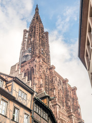 Huge tower of Notre dam of Strasburg cathedral