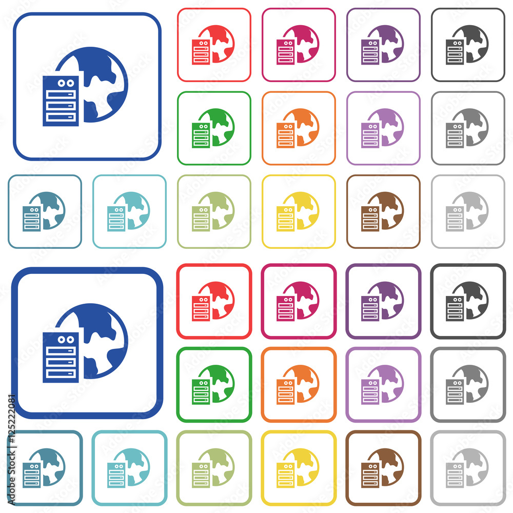 Poster web hosting color outlined flat icons