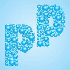 Fototapeta na wymiar Bubbles in blue. Alphabet of bubbles. Eps 10.
