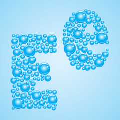 Bubbles in blue. Alphabet of bubbles. Eps 10.