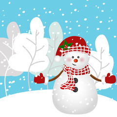 Snowman vector illustration. Winter. Snowman cartoon