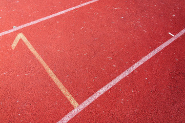 Fototapeta premium Numbers starting point on red running track,running track ,Direct athletics Running track at Sport Stadium
