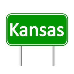 Kansas green road sign