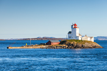 Fototapeta na wymiar Tyrhaug Lighthouse. Coastal lighthouse, Norway