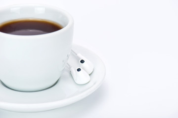 Cup of the with headphone