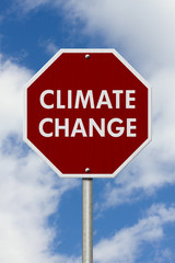 Climate change red stop highway road sign