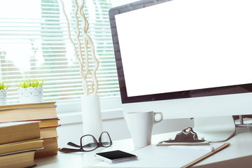 working table with computer