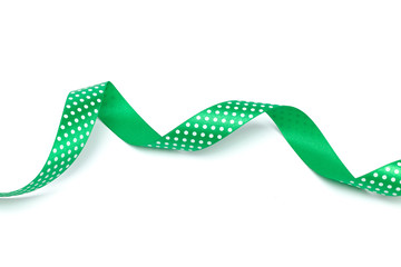 a green ribbon isolated on white background