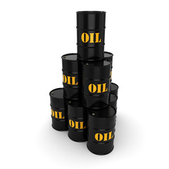 3D rendering Black oil barrels