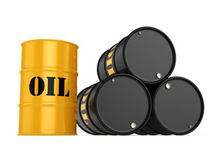 3D rendering Black oil barrels