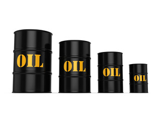 3D rendering Black oil barrels