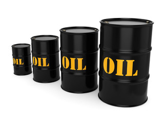 3D rendering Black oil barrels