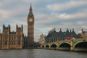 Big ben with part palace of westminster and bridge